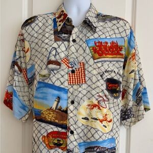 Jams World Hawaiian Aloha Short Sleeve Men’s Shirt, XL, “Lobster Net”, excellent